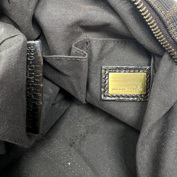 Fendi Brown Zucca B Buckle Canvas Leather Shoulder Bag - Picture 14 of 14